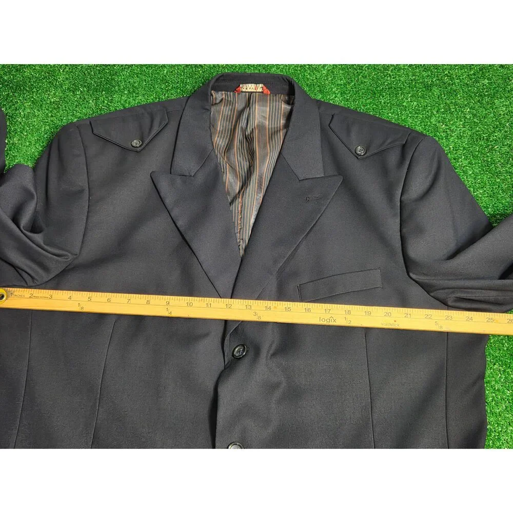 Caravelli Fusion Men's Navy Blue Blazer Sport Coat Jacket Size 46R Henry 3B Epa